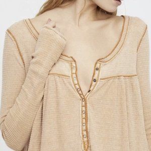 FREE PEOPLE Kai Henley Thermal Top Color Gold Small